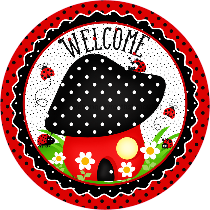 Vinyl Decal, Welcome Sign, 10" Round Metal Sign VINYL-DECOE-261, Sign For Wreath, DecoExchange - DecoExchange