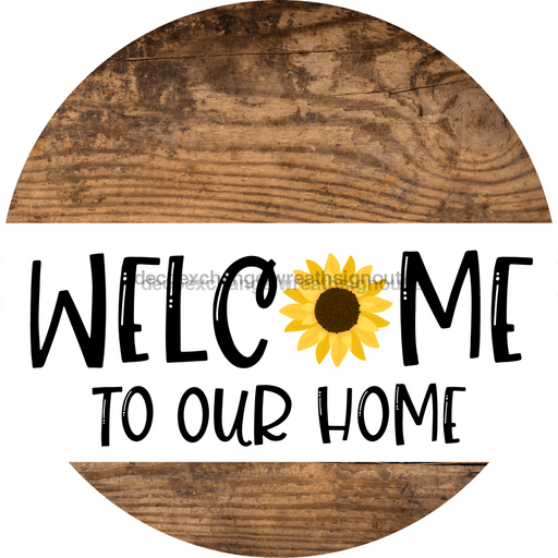 Wreath Sign Welcome Sunflower Decoe-2353 For Round vinyl