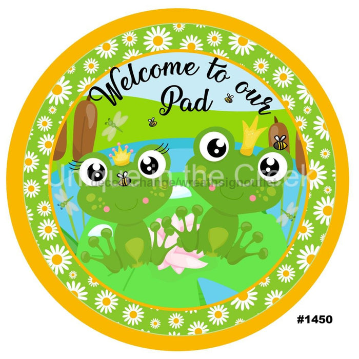 VINYL DECAL | WELCOME TO OUR PAD | FROG | FLOWER | SPRING | SUMMER | ANIMALS - Unique in the Creek LTD
