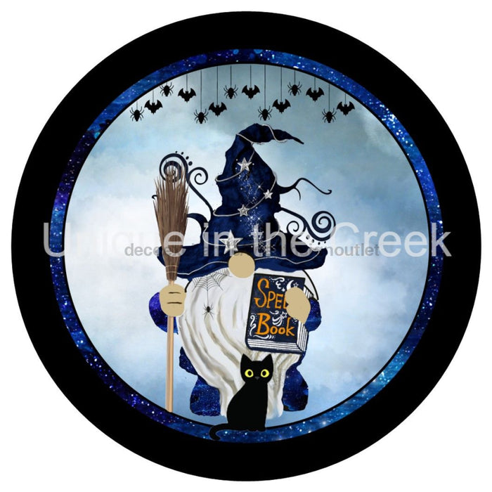 VINYL DECAL | WIZARD GNOME | BLACK CAT | SPELL BOOK | AUTUMN | FALL | HALLOWEEN - Unique in the Creek LTD
