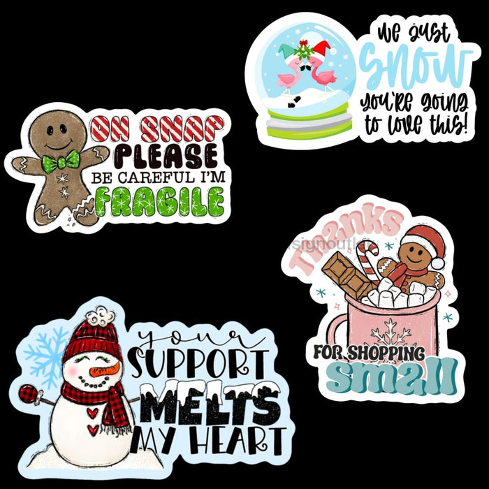 Vinyl Shipping Stickers Christmas Bundle 3 Sign