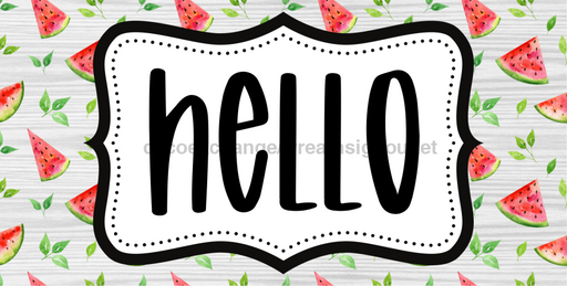 Watermelon Hello Sign Dco - 01434 For Wreath 6X12’ Metal