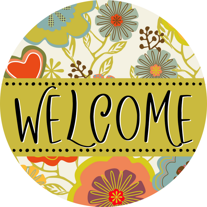 Welcome Door Hanger Sign Spring Floral Decoe-4121-Dh 18 Wood Round