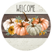Welcome Fall Sign, Pumpkin Sign, DECOE-4640, Sign For Wreath, 10" Round Metal Sign - DecoExchange®