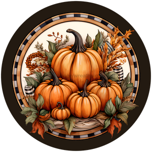 Welcome Fall Sign, Pumpkin Sign, DECOE-4649, Sign For Wreath, 10" Round Metal Sign - DecoExchange®