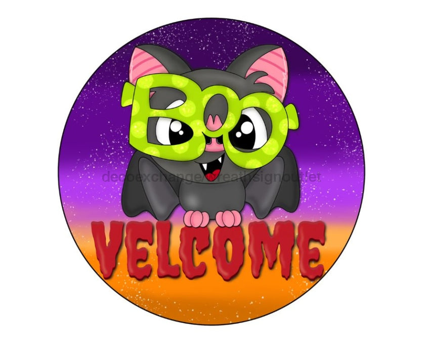 Welcome Sign, Bat Sign, Wreath Sign, Halloween Sign, CR-079 - DecoExchange®