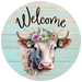 Welcome Sign Cow Decoe-4602 For Wreath 10 Round Metal