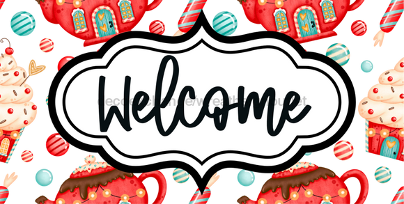 Welcome Sign Dco-00144 For Wreath 6X12 Metal 6 X 12
