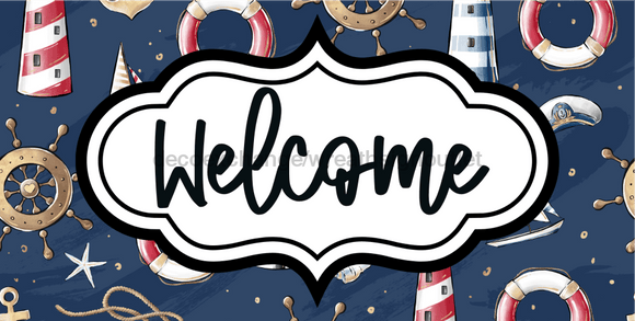 Welcome Sign Dco-00146 For Wreath 6X12 Metal 6 X 12