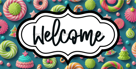 Welcome Sign Dco-00166 For Wreath 6X12 Metal 6 X 12