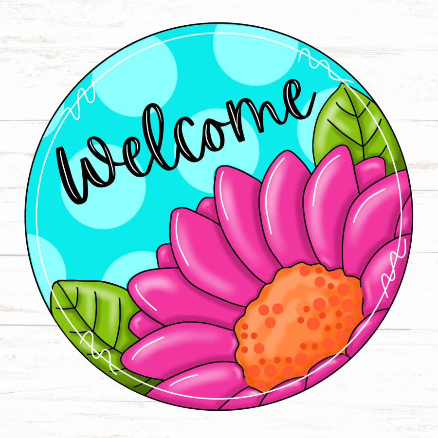 Welcome Sign, Flower wood sign, PCD-W-093, 18