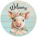 Welcome Sign Pig Decoe-4601 Door Hanger 18 Wood Round