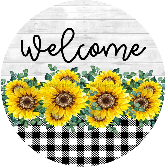 Welcome Sign Sunflower Country Decoe-4771 10 Metal Round