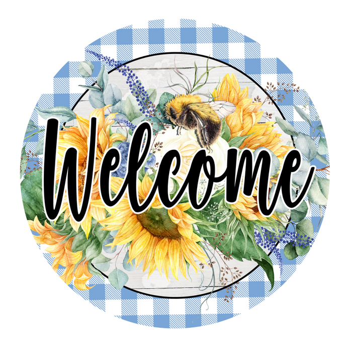 Welcome Sign Sunflower Decoe-5231 10’ Metal Round
