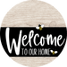 Welcome To Our Home Sign Bee Black Stripe White Wash Decoe-3085-Dh 18 Wood Round