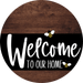 Welcome To Our Home Sign Bee Black Stripe Wood Grain Decoe-3080-Dh 18 Round
