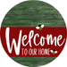Welcome To Our Home Sign Bee Dark Red Stripe Green Stain Decoe-3015-Dh 18 Wood Round