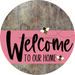 Welcome To Our Home Sign Bee Pink Stripe Wood Grain Decoe-3020-Dh 18 Round