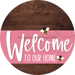 Welcome To Our Home Sign Bee Pink Stripe Wood Grain Decoe-3028-Dh 18 Round
