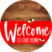 Welcome To Our Home Sign Bee Red Stripe Wood Grain Decoe-2987-Dh 18 Round