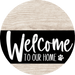 Welcome To Our Home Sign Dog Black Stripe White Wash Decoe-3846-Dh 18 Wood Round