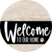 Welcome To Our Home Sign Dog Black Stripe White Wash Decoe-3846-Dh 18 Wood Round