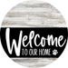 Welcome To Our Home Sign Dog Black Stripe White Wash Decoe-3847-Dh 18 Wood Round
