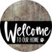 Welcome To Our Home Sign Dog Black Stripe Wood Grain Decoe-3843-Dh 18 Round
