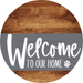 Welcome To Our Home Sign Dog Gray Stripe Wood Grain Decoe-3728-Dh 18 Round