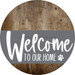 Welcome To Our Home Sign Dog Gray Stripe Wood Grain Decoe-3730-Dh 18 Round