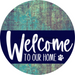 Welcome To Our Home Sign Dog Navy Stripe Petina Look Decoe-3712-Dh 18 Wood Round