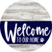 Welcome To Our Home Sign Dog Navy Stripe White Wash Decoe-3715-Dh 18 Wood Round