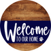 Welcome To Our Home Sign Dog Navy Stripe Wood Grain Decoe-3708-Dh 18 Round