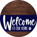 Welcome To Our Home Sign Dog Navy Stripe Wood Grain Decoe-3709-Dh 18 Round