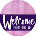 Welcome To Our Home Sign Dog Purple Stripe Pink Stain Decoe-3813-Dh 18 Wood Round