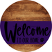 Welcome To Our Home Sign Dog Purple Stripe Wood Grain Decoe-3798-Dh 18 Round