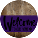 Welcome To Our Home Sign Dog Purple Stripe Wood Grain Decoe-3800-Dh 18 Round