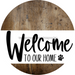 Welcome To Our Home Sign Dog White Stripe Wood Grain Decoe-3700-Dh 18 Round