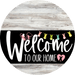 Welcome To Our Home Sign Easter Black Stripe White Wash Decoe-3543-Dh 18 Wood Round