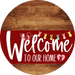 Welcome To Our Home Sign Easter Dark Red Stripe Wood Grain Decoe-3464-Dh 18 Round