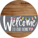 Welcome To Our Home Sign Easter Gray Stripe Wood Grain Decoe-3423-Dh 18 Round