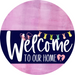 Welcome To Our Home Sign Easter Navy Stripe Pink Stain Decoe-3409-Dh 18 Wood Round