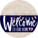 Welcome To Our Home Sign Easter Navy Stripe White Wash Decoe-3410-Dh 18 Wood Round