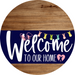 Welcome To Our Home Sign Easter Navy Stripe Wood Grain Decoe-3403-Dh 18 Round