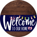 Welcome To Our Home Sign Easter Navy Stripe Wood Grain Decoe-3405-Dh 18 Round