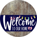 Welcome To Our Home Sign Easter Navy Stripe Wood Grain Decoe-3407-Dh 18 Round
