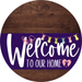 Welcome To Our Home Sign Easter Purple Stripe Wood Grain Decoe-3505-Dh 18 Round