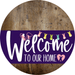 Welcome To Our Home Sign Easter Purple Stripe Wood Grain Decoe-3506-Dh 18 Round