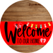 Welcome To Our Home Sign Easter Red Stripe Wood Grain Decoe-3433-Dh 18 Round