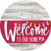 Welcome To Our Home Sign Easter Viva Magenta Stripe White Wash Decoe-3531-Dh 18 Wood Round